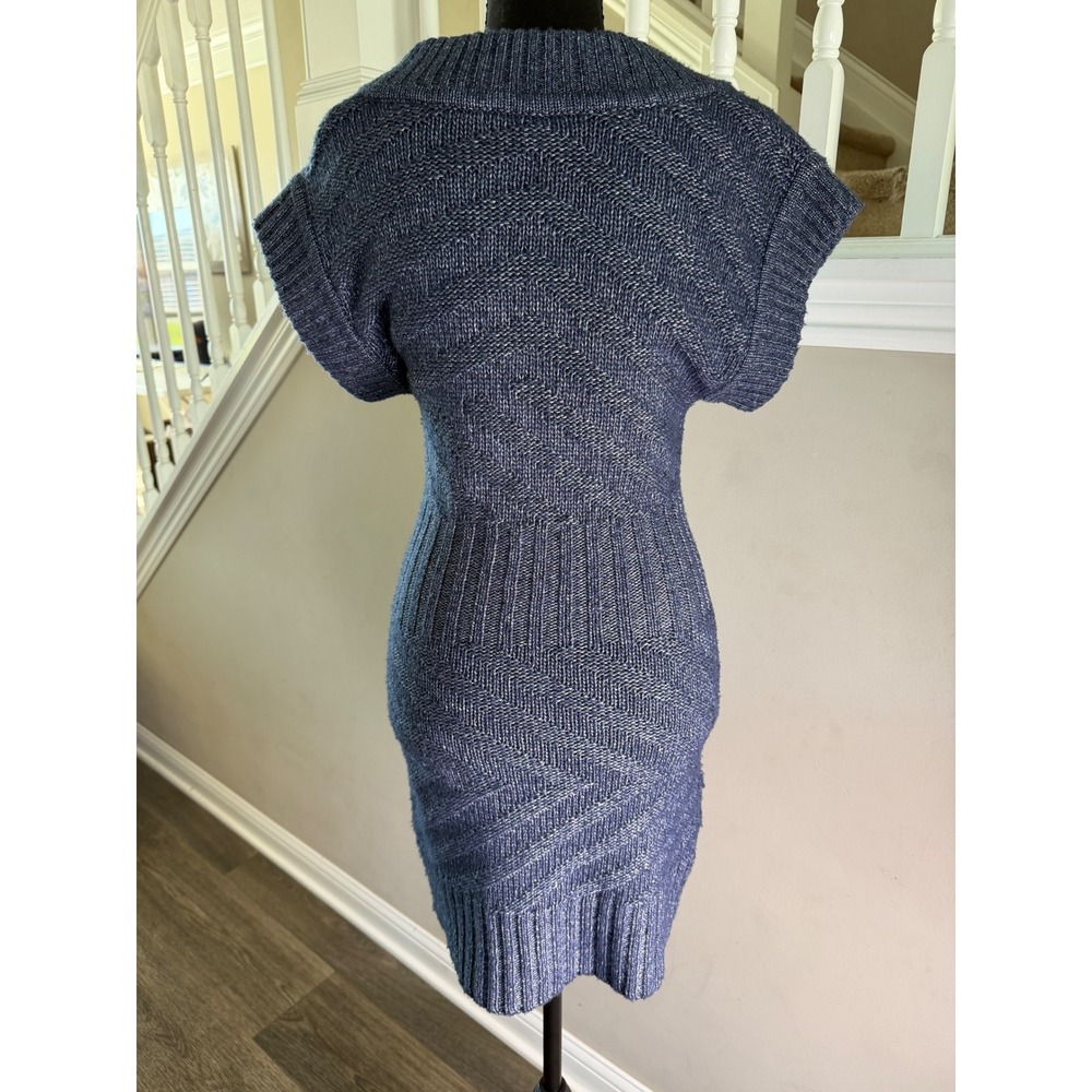 Armani Exchange Blue Marled Knit Short Sleeve Scoop Neck Sweater Dress XS - Picture 6 of 7